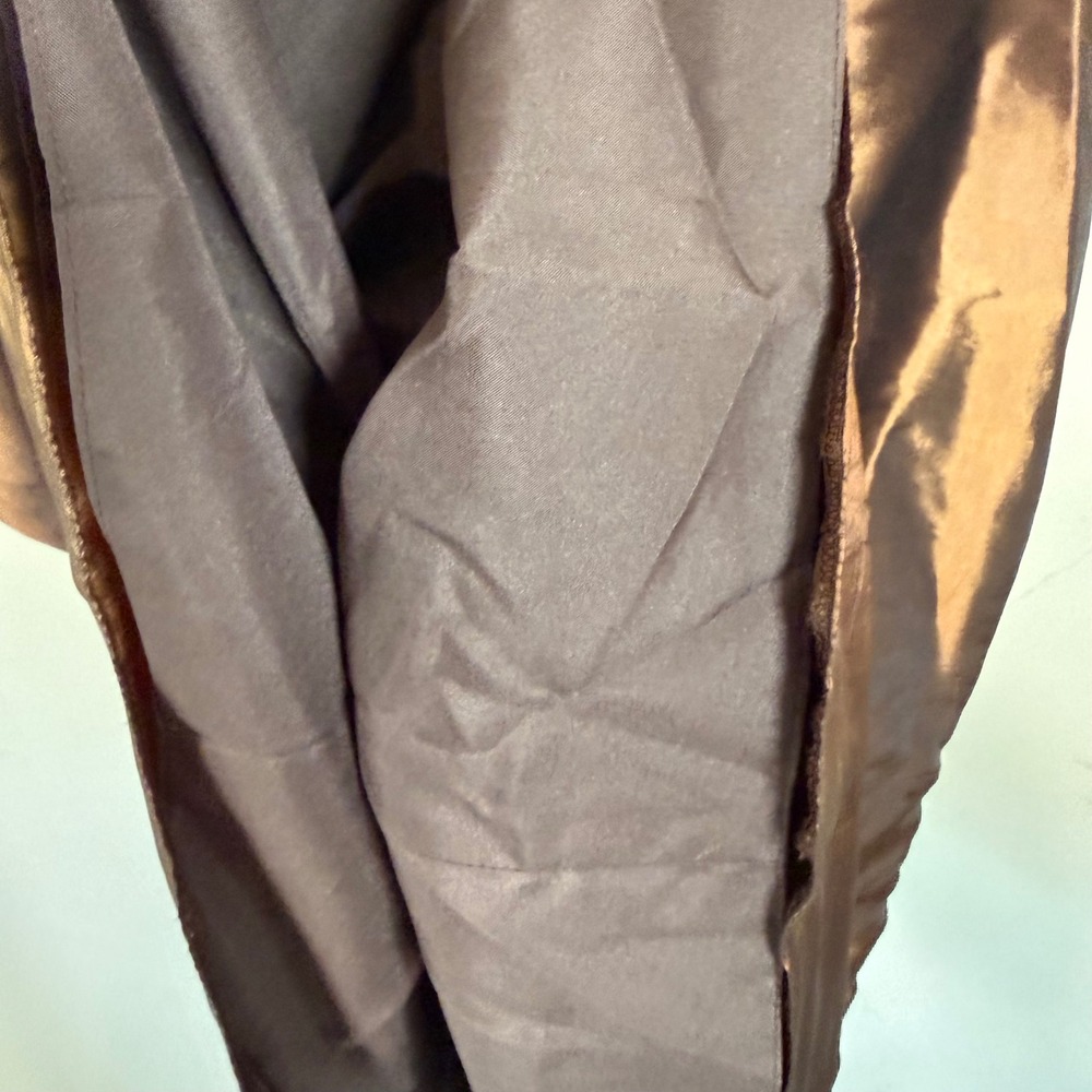 Me Too VTG Brown Satin Cocktail Surpliced V Neck Dress Size 12 - Picture 9 of 9